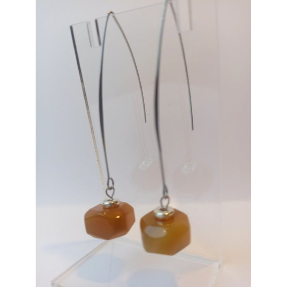 ДАІНА, сережки з колекції, з натуральними агатами воскового кольору