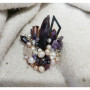 AMETHYST,  оригінальна брошка з намистинами аметисту 