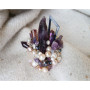 AMETHYST,  оригінальна брошка з намистинами аметисту 