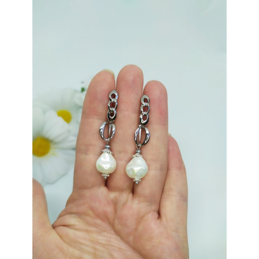 Сережки підвіски з перлами Shell Pearl