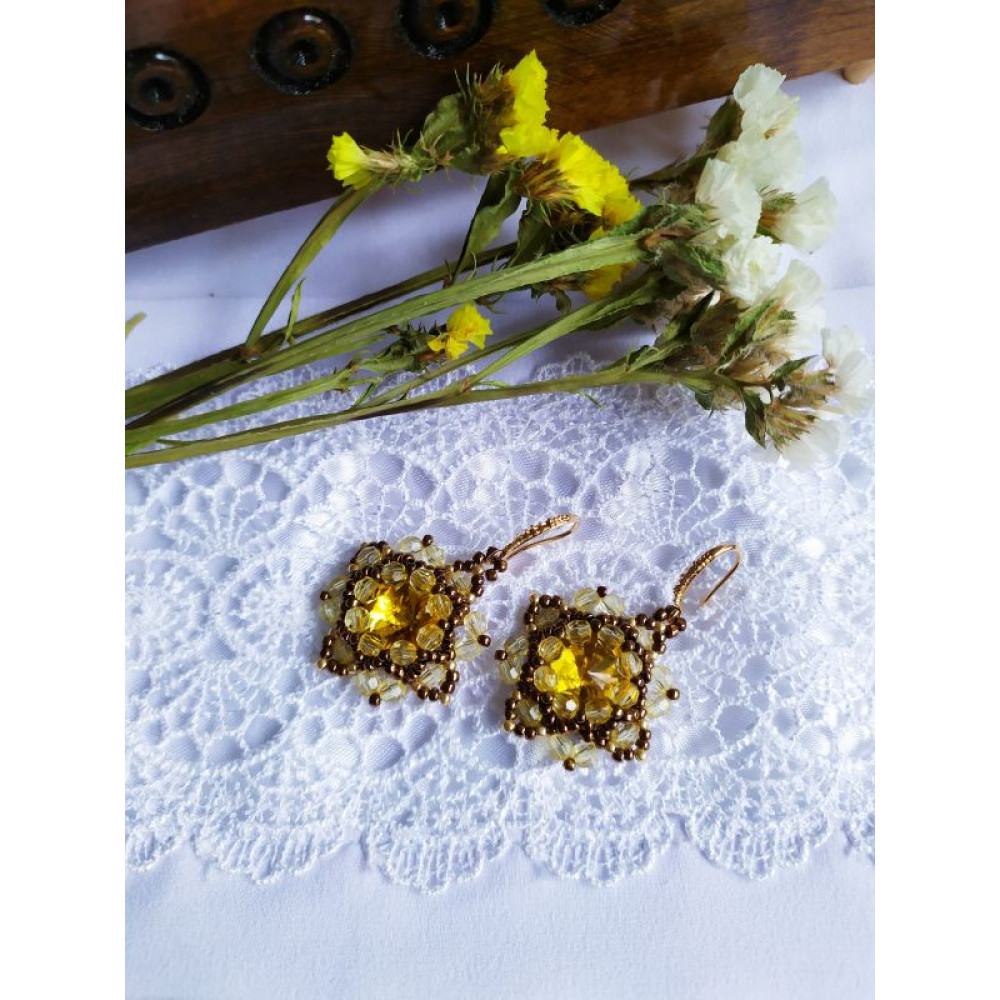 Сережки підвіски жовті