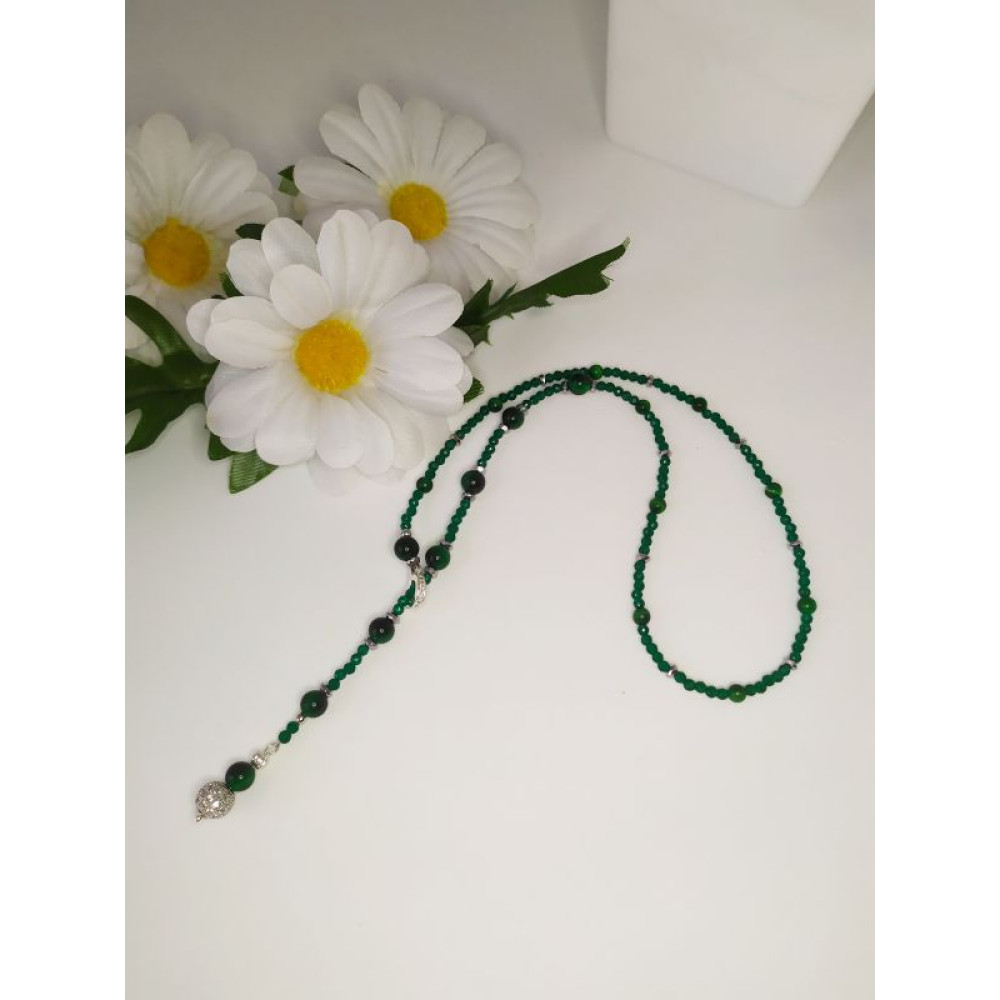Кольє з тигровим оком та шпінеллю "Смарагдова асиметрія"