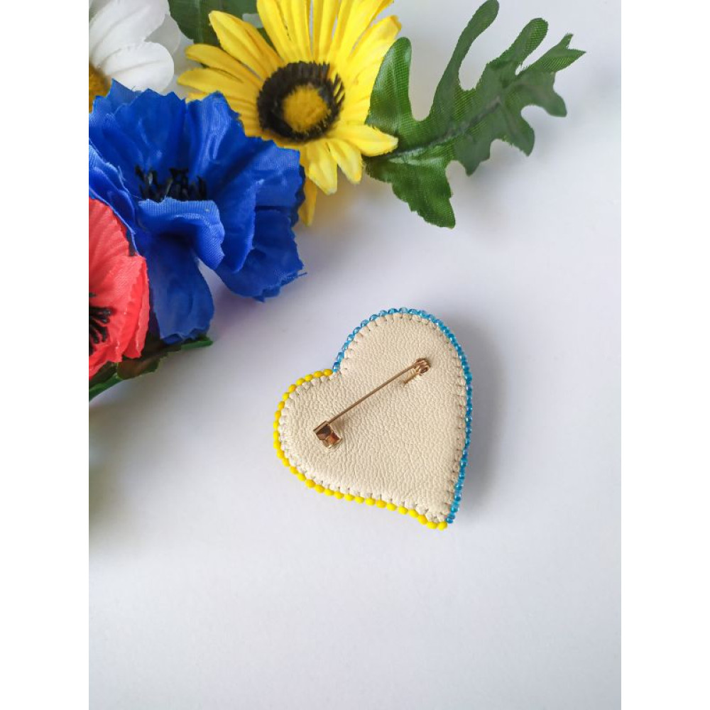 Брошка серце жовто блакитне