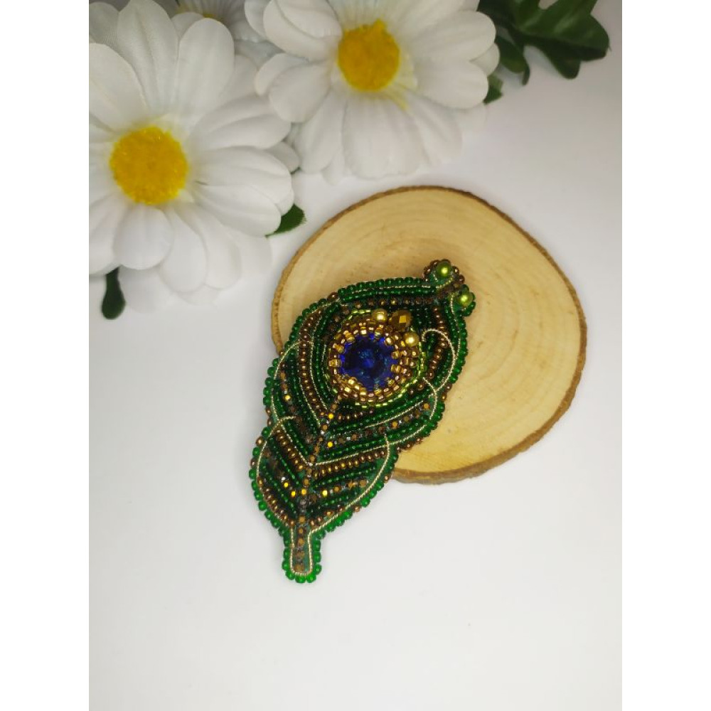 Брошка перо павича