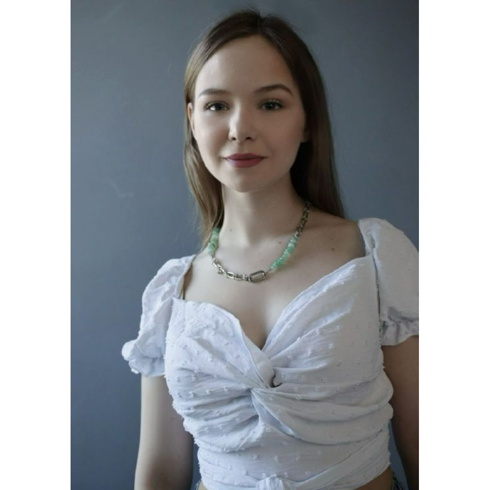 Кольє-трансформер з зеленого авантурина та ланцюжків "Весна"