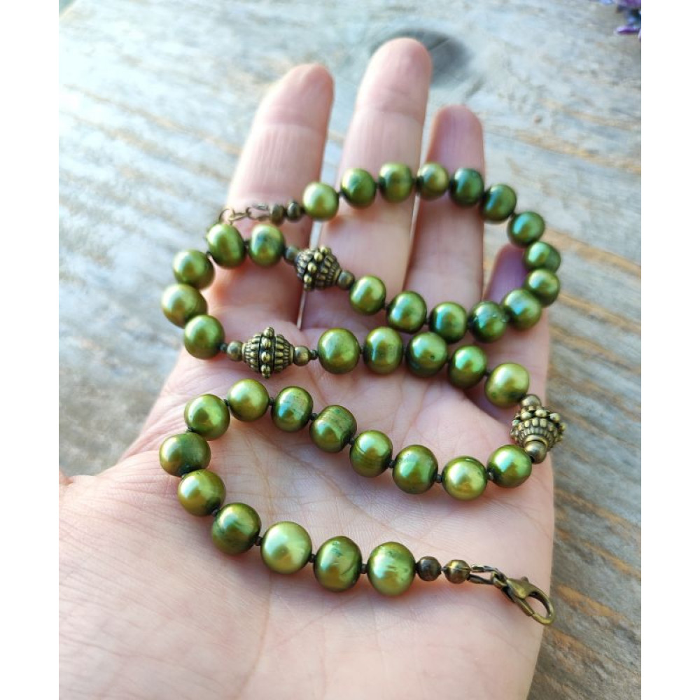Намисто і сережки ′Горошинки′ (тоновані перли)