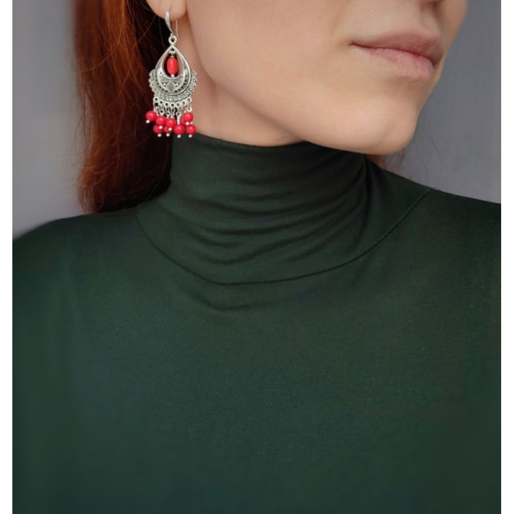 Сережки ′Срібна пташка′  (корал)