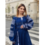 Жіноча вишита синя сукня. Українська жіноча сукня вишиванка.