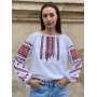 Стильна біла жіноча вишита блуза.Біла українська традиційна вишиванка.