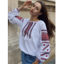 Стильна біла жіноча вишита блуза.Біла українська традиційна вишиванка.