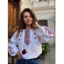 Традиційна біла жіноча вишита блуза. Українська жіноча біла вишиванка.