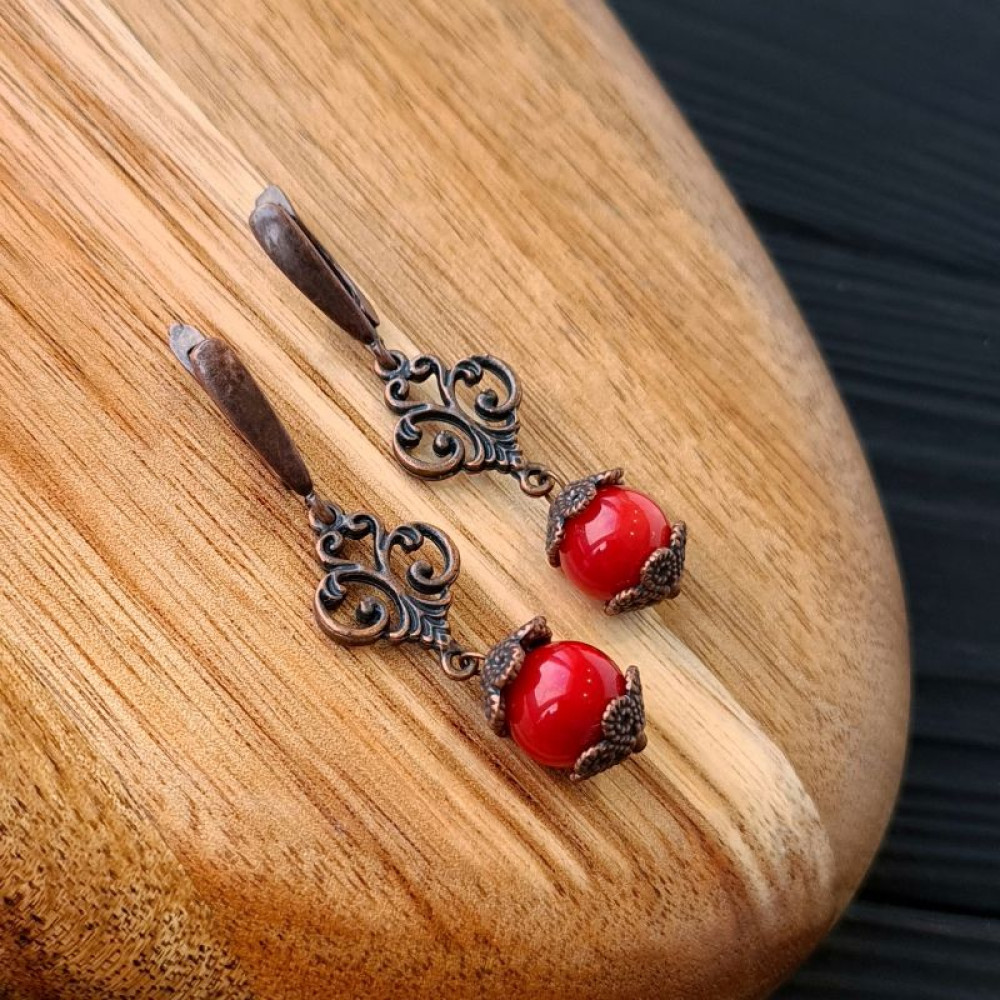 Сережки з натуральними коралами