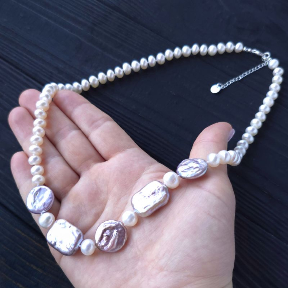 Намисто з натуральних перлів асиметричне/симетричне