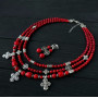Сережки з натурального коралу зі срібними застібками