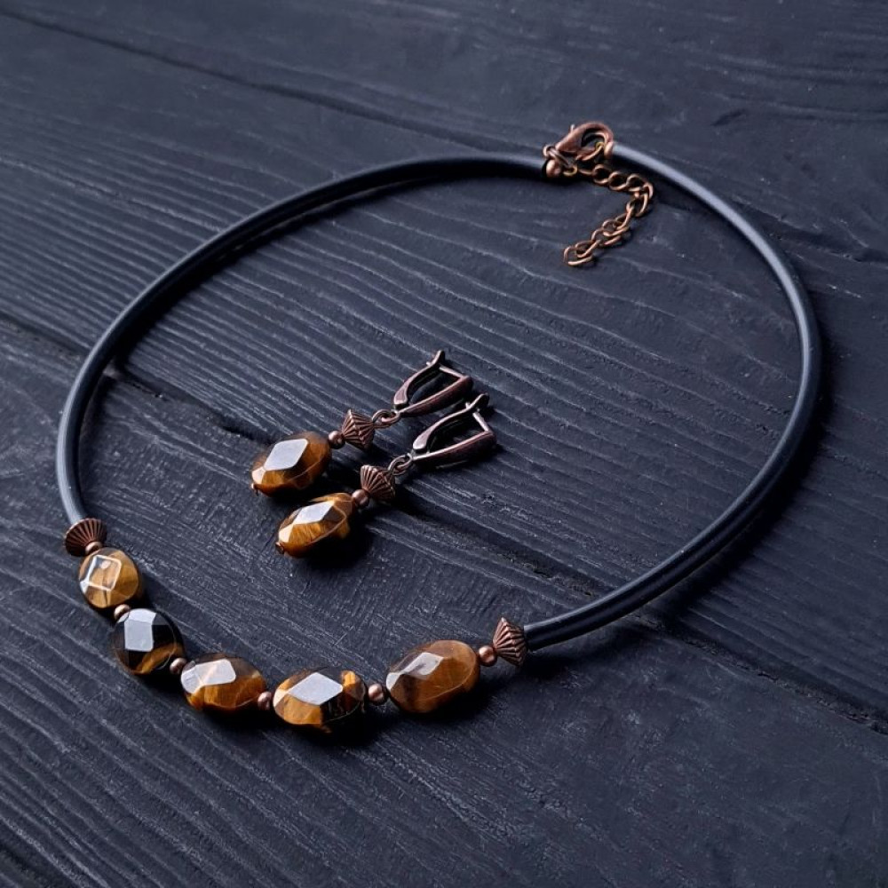 Сережки з тигрячого ока "Рік Тигра -15"