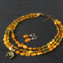 Срібні сережки з натуральним бурштином "Медочок"