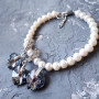 Браслет з натуральними перлами та Swarovski кристалами