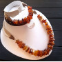 Комплект з натурального бурштину намисто, браслет