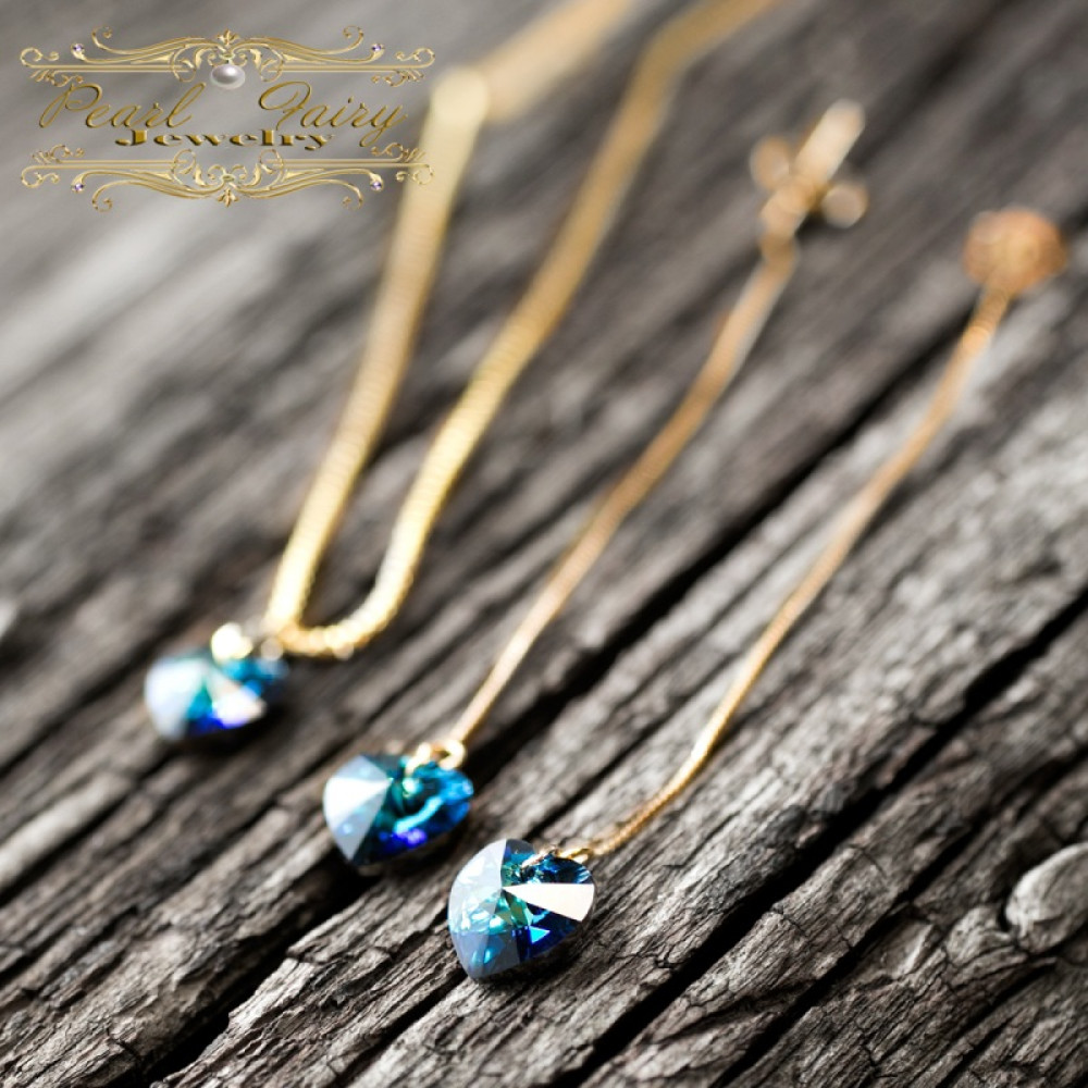 Комплект прикрас кристали Swarovski серце у позолоті