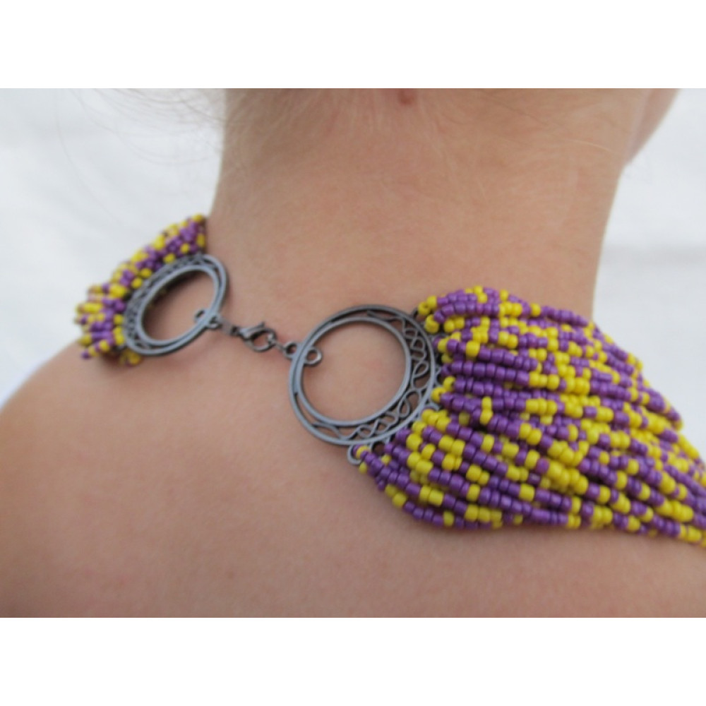 Намисто "Пурпур з жовтим"
