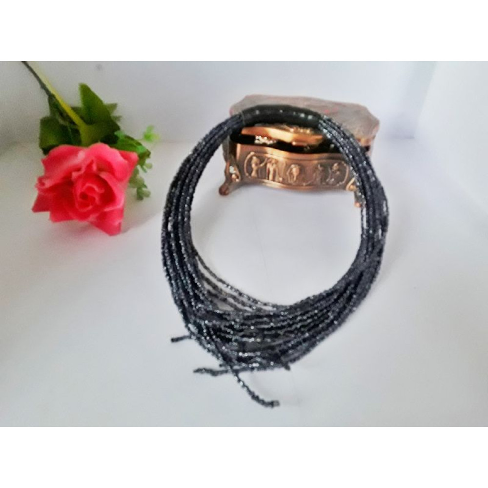 Кольє Лапи з бісеру, антрацит. 17 струн.
