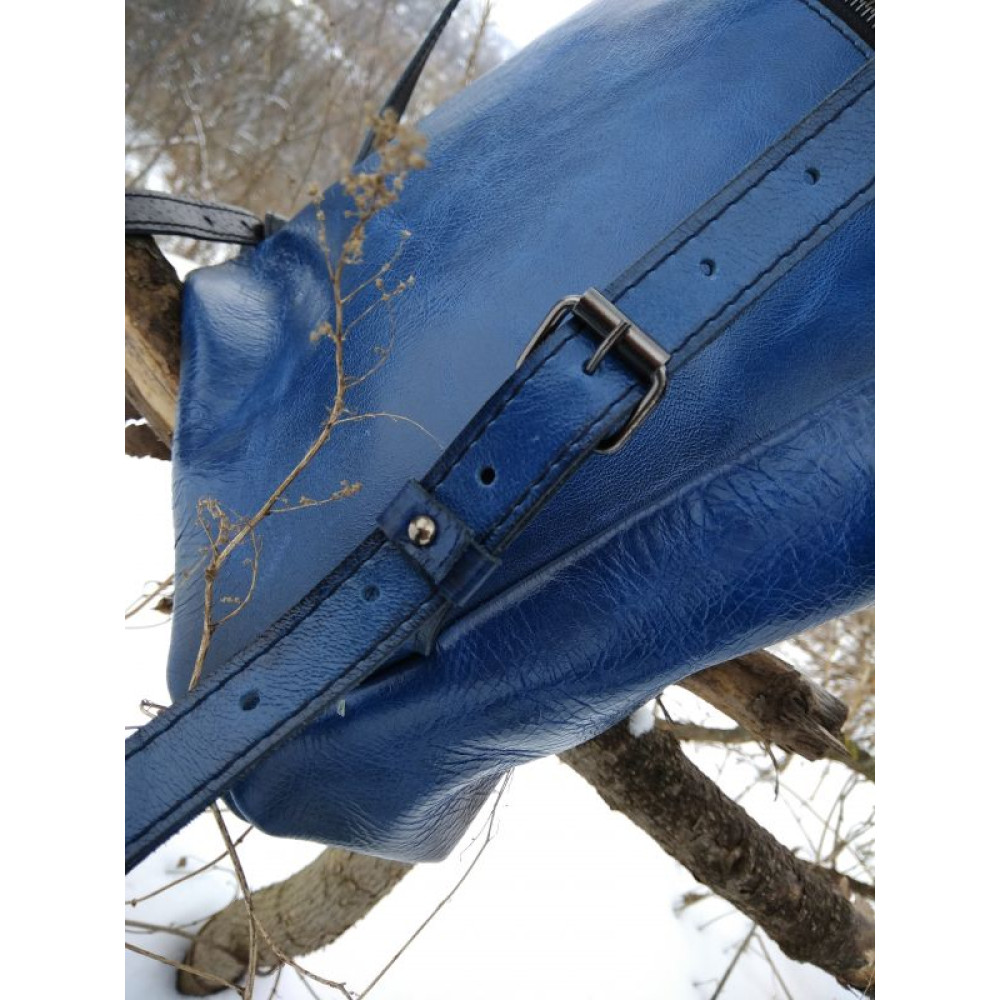 Синій шкіряний рюкзак ′BLUE′