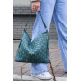 Велика шкіряна плетена сумка м`ятного кольору 