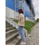Плетена шкіряна сумка трансформер, рюкзак світлого кольру