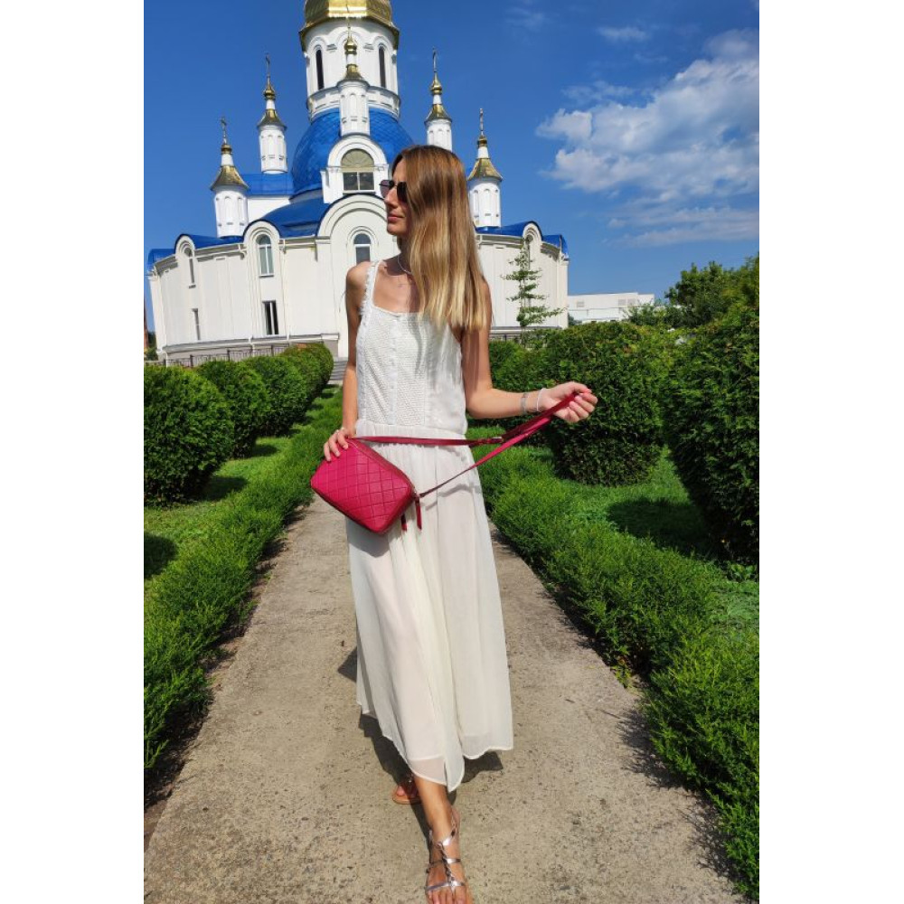Шкіряна жіноча сумка малинова