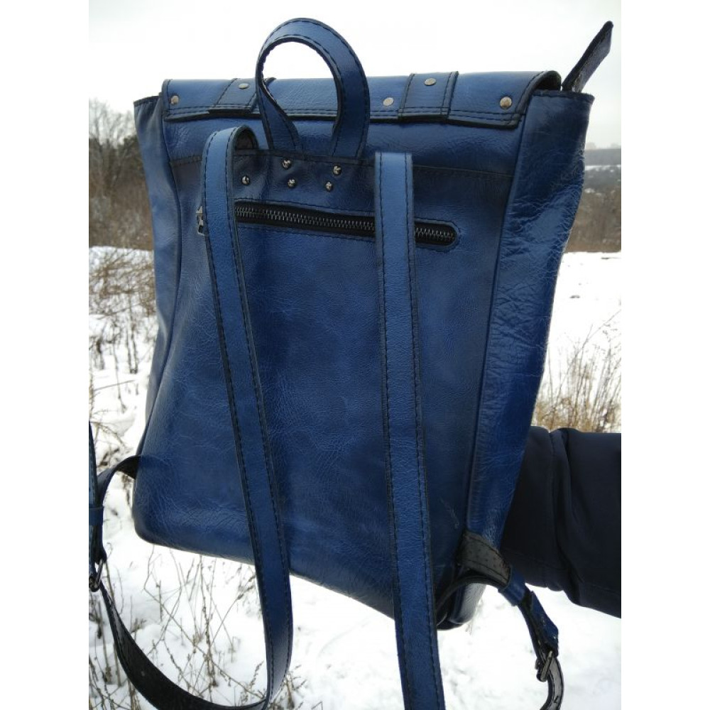 Синій шкіряний рюкзак ′BLUE′