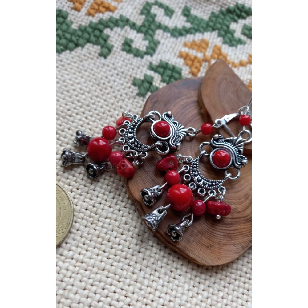 Сережки з коралів  "Марічка"