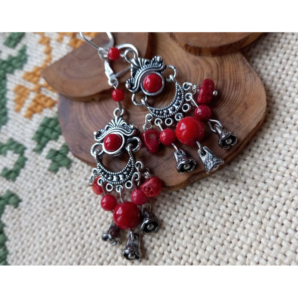 Сережки з коралів  "Марічка"