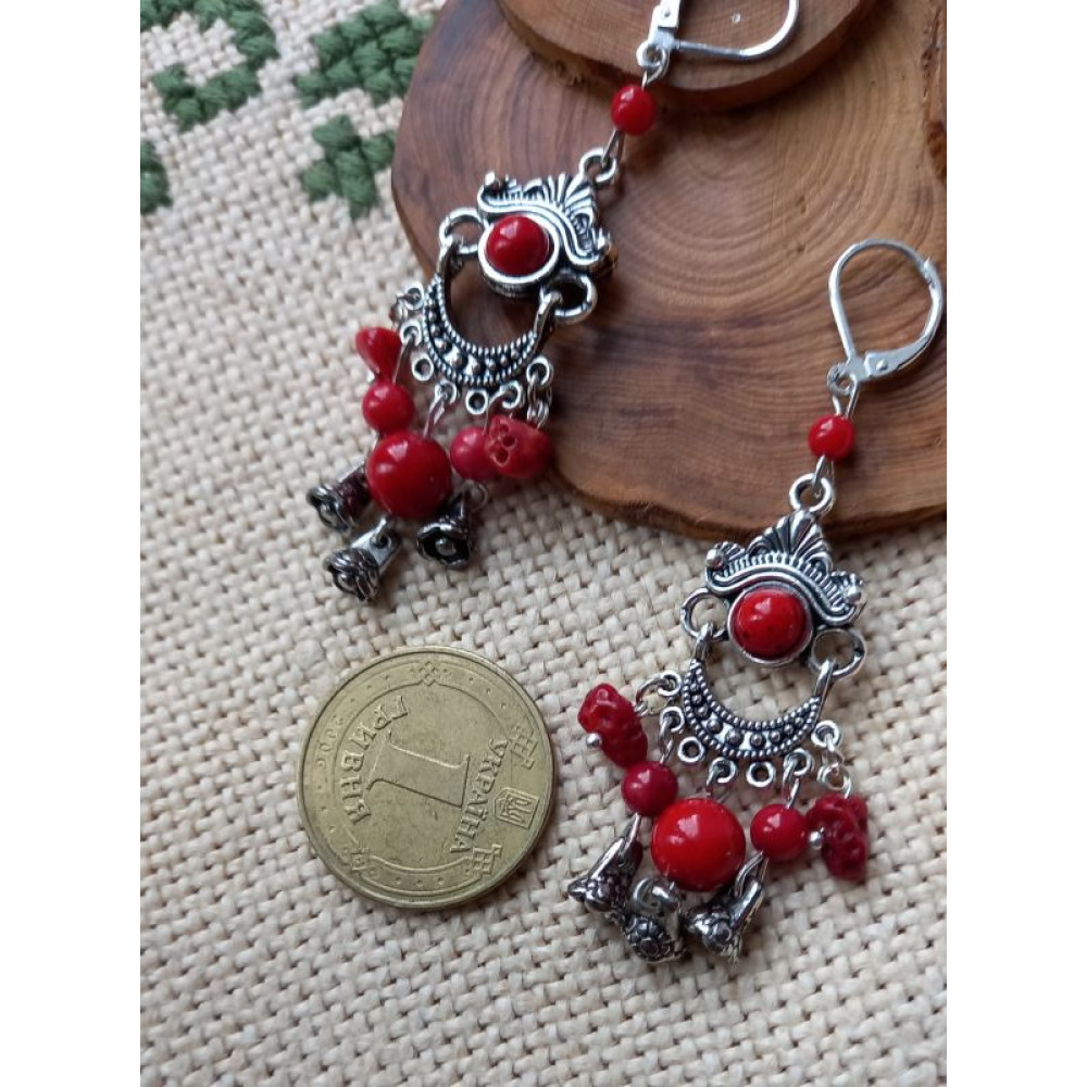 Сережки з коралів  "Марічка"