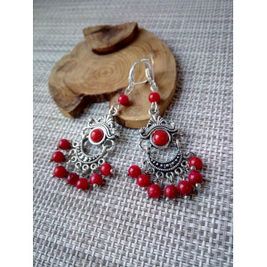  Сережки коралові двустороні 