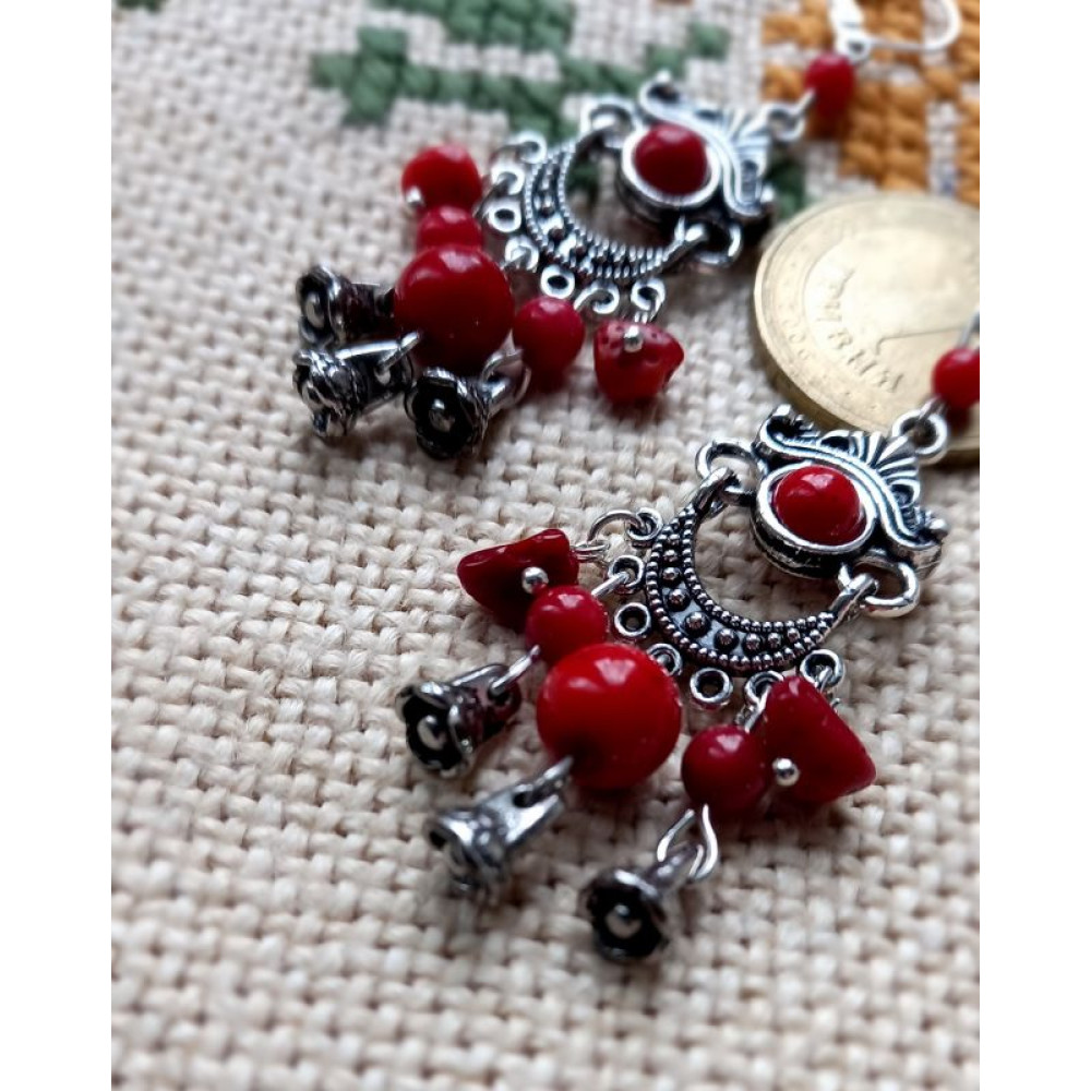 Сережки з коралів  "Марічка"