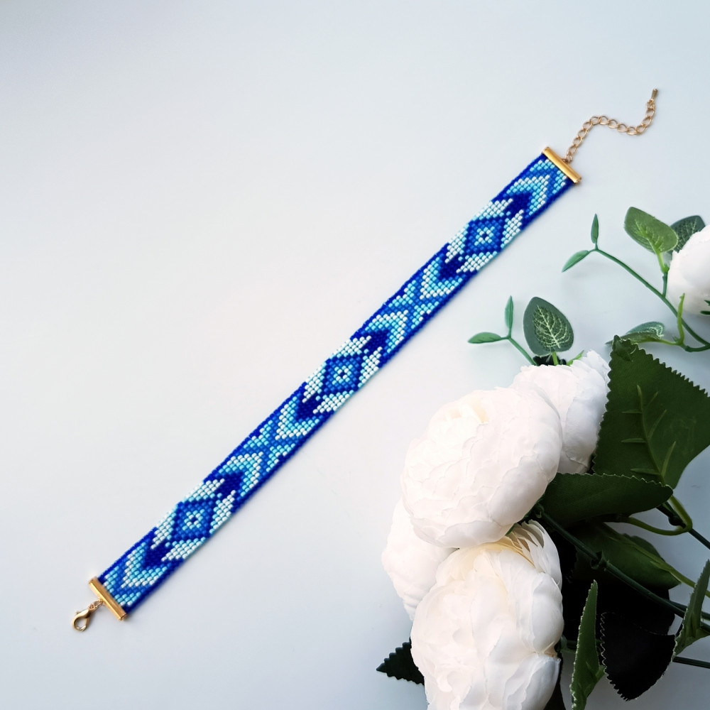 Етно-прикраса для дівчинки чокер-силянка «Волошкова роса» beaded choker