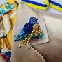 Патріотичні подарунки, жовто-блакитна брошка пташка 