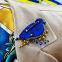 Патріотичні подарунки, синьо-жовта брошка пташка 