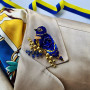 Патріотичні подарунки, синьо-жовта брошка пташка 