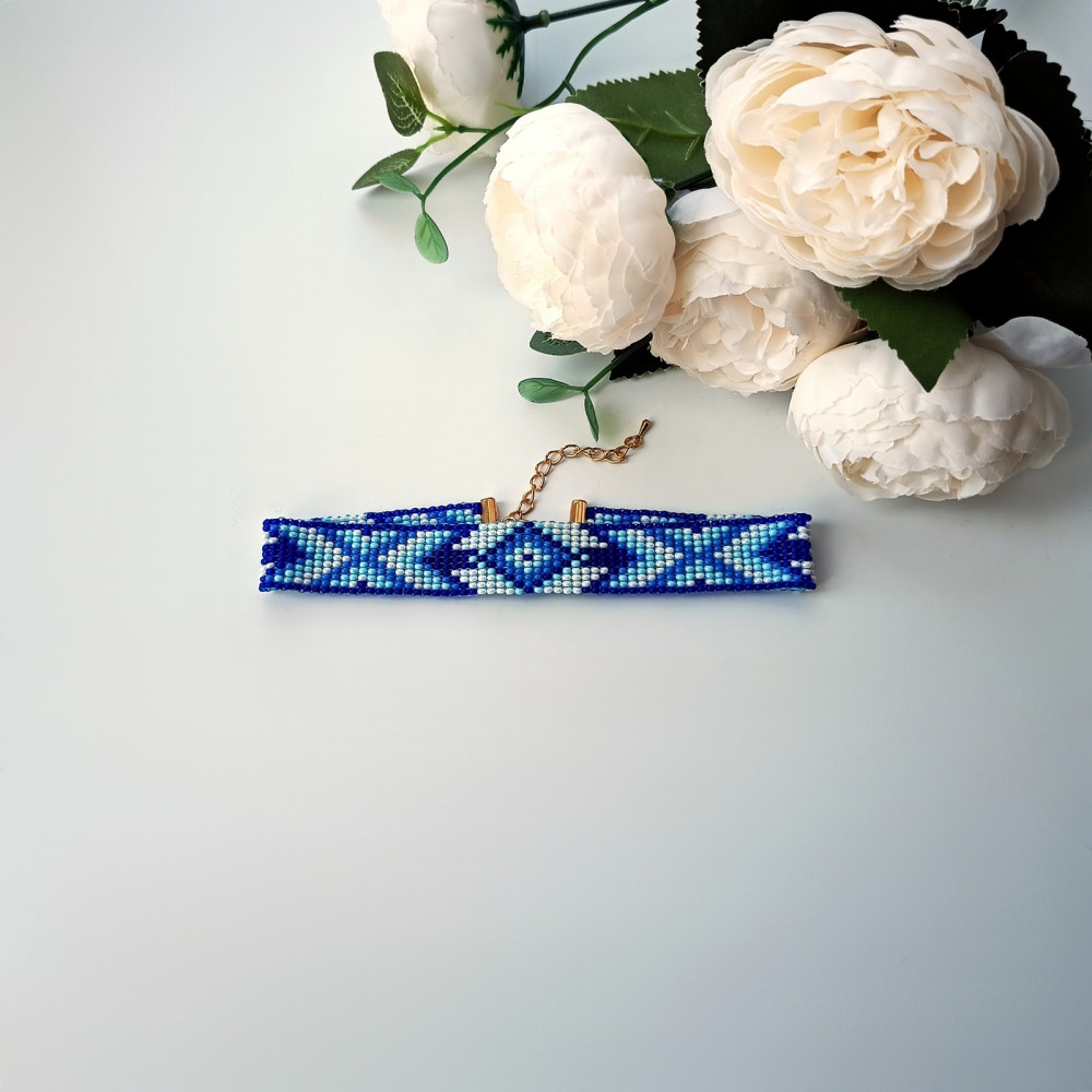Етно-прикраса для дівчинки чокер-силянка «Волошкова роса» beaded choker