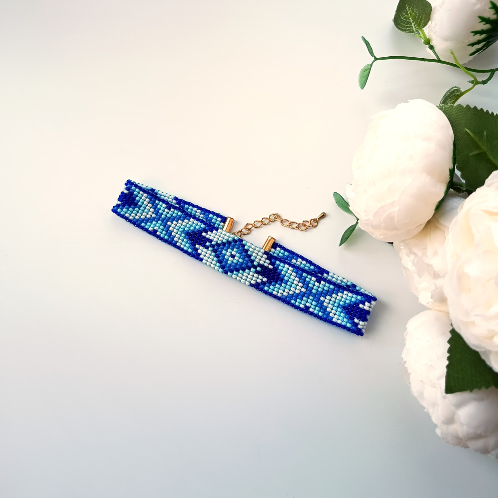 Етно-прикраса для дівчинки чокер-силянка «Волошкова роса» beaded choker