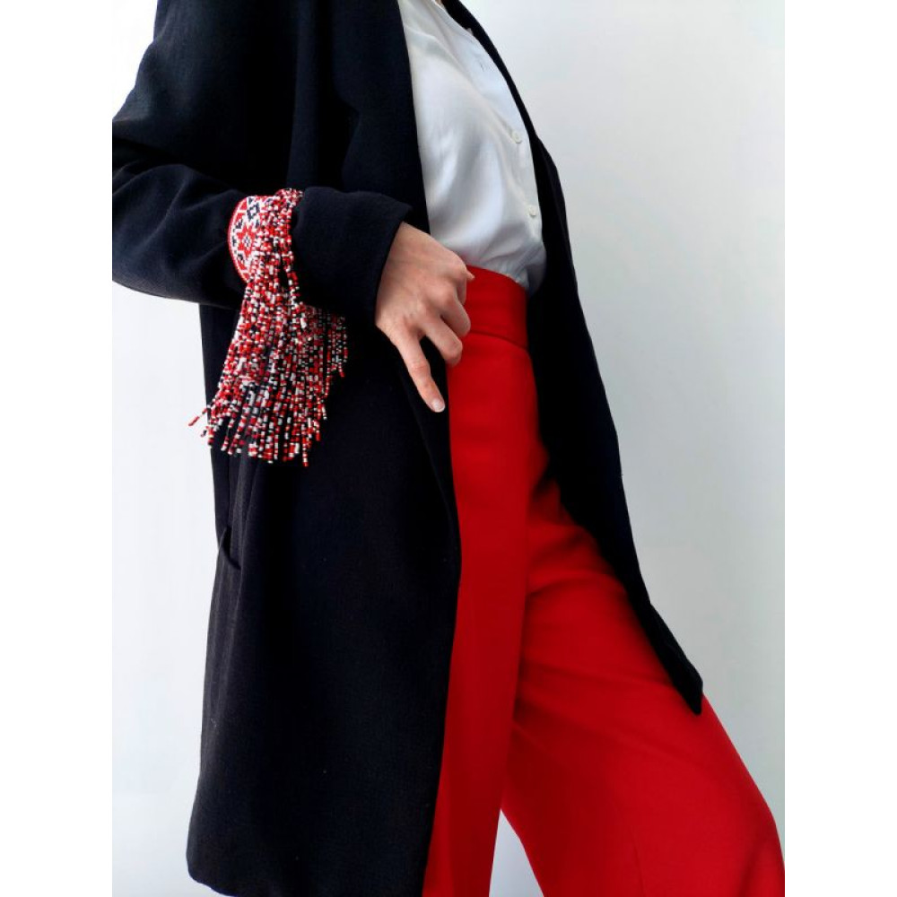Манжет - браслет на зав`язках з бісеру "Орнамент"