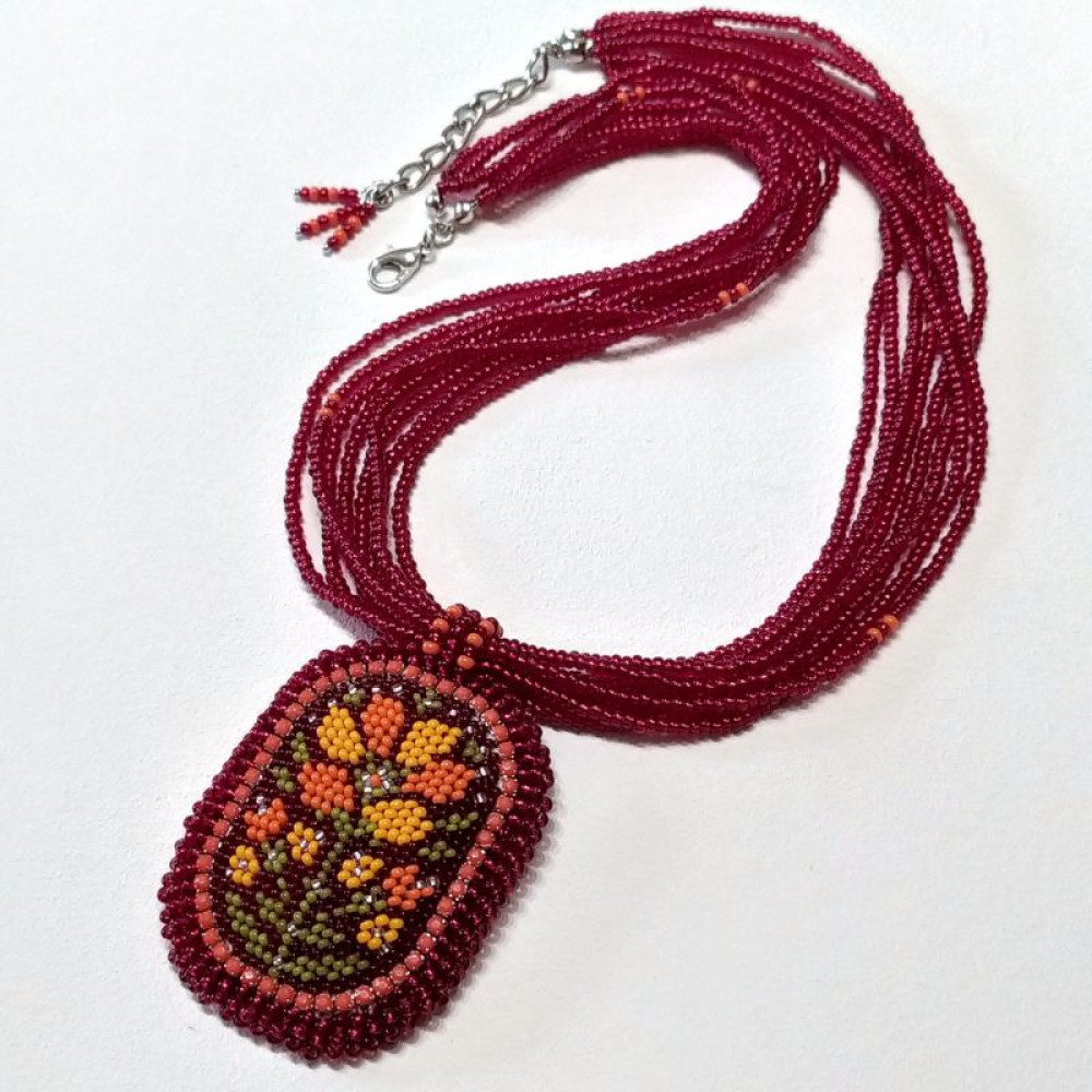 Кулон «Дерево життя» темно-червоний з помаранчевим