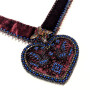 Кулон-дукач фіолетовий з волошковим і гематитом "Ягнус з птахами"