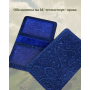 Жіноча обкладинка на документи, id, техпаспорт, права «Мереживо» синя (індиго) ручної роботи 