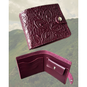 Жіночий малий шкіряний гаманець «Мереживо» кольору марсала 