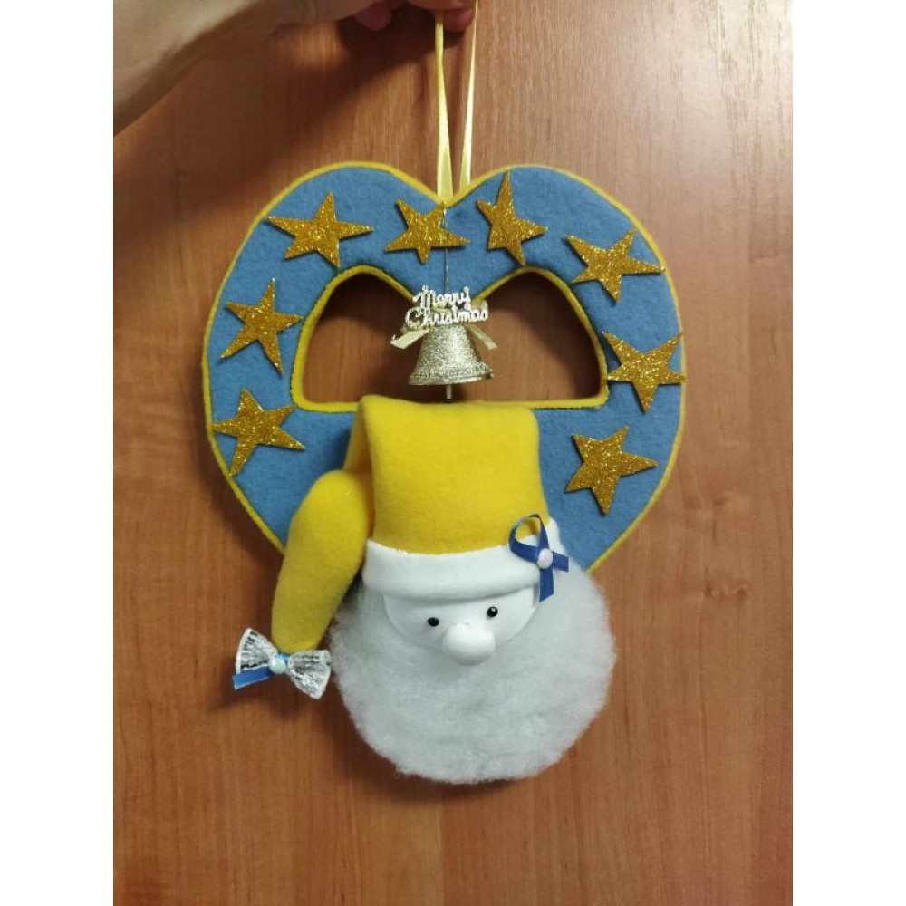 Різдвяний настінний декор, Настінний Різдвяний декор, Санта Клаус, Santa Claus, Гном, Серце з дзвіночком, Милий гном, Милий Санта, Ручна робота, Handmade