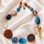 Кольє "Теплі спогади" з агату, сердоліку, бурштину