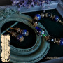 Комплект браслет і сережки Муранського скла та Агатів і Лазуритів "Глибока ніч"