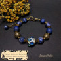 Комплект браслет і сережки з содалітом, лазуритом та лемпворком "Дощове Небо"